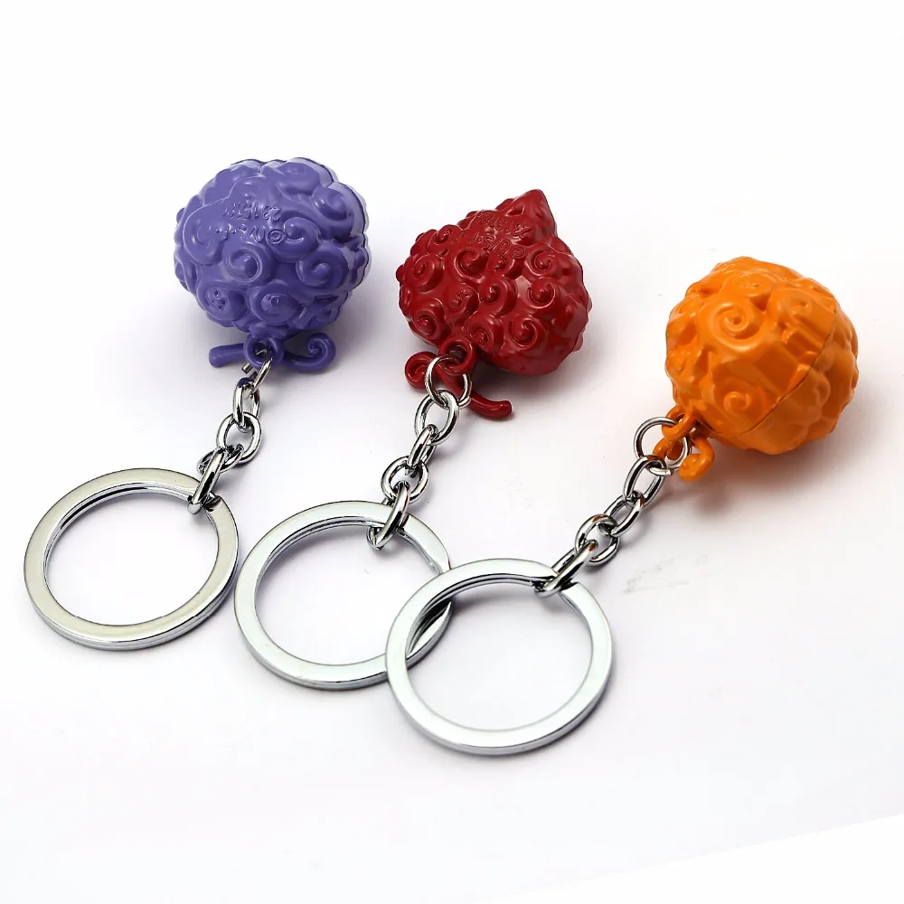 Anime ONE PIECE Keychain Women Metal Ace Law Devil Fruit Key Chain Men