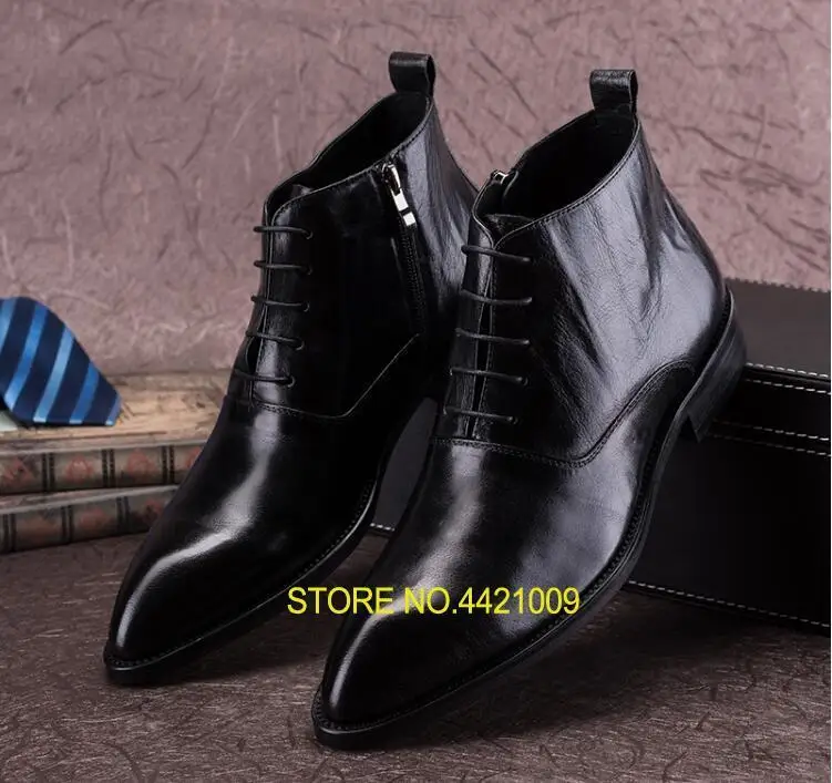 

Ankle boots pointed toes dress shoes men genuine leather high top Outdoor Casual Men Winter Shoes Botas Homme martin boots