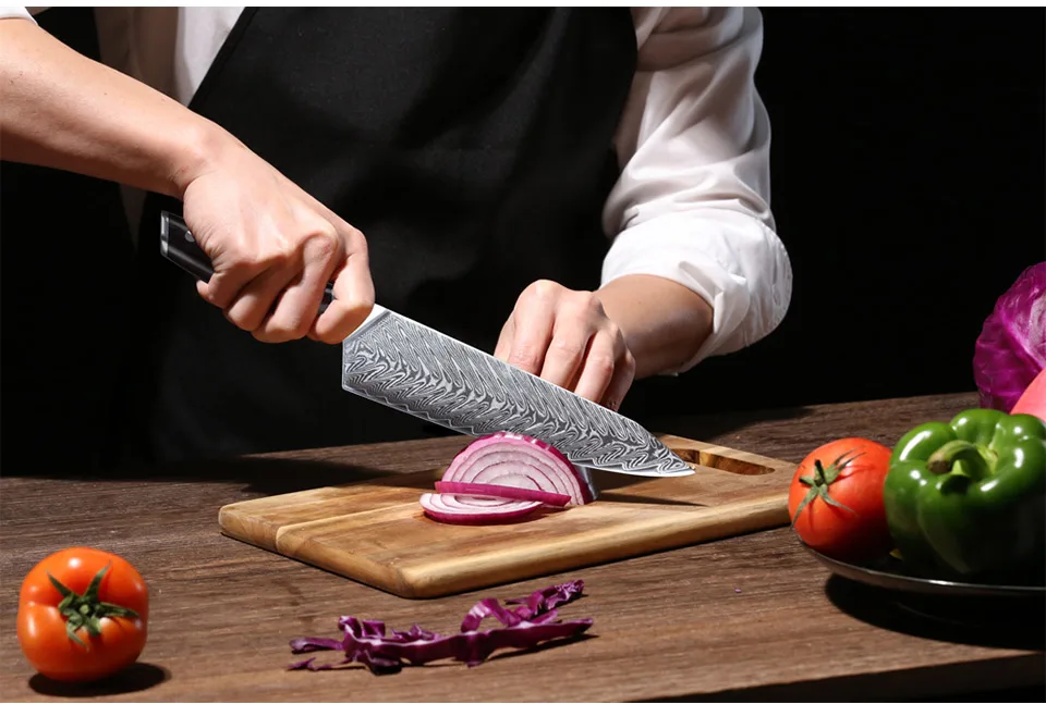 Набор кухонных ножей TURWHO из японской дамасской стали, 6 шт. кухонные ножи Nakiri Chef Santoku, ножи для чистки овощей и фруктов, инструмент для приготовления пищи