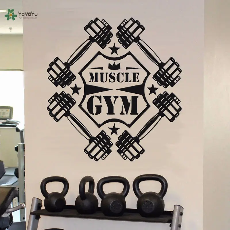 

Weightlifting Removable Stickers Interior Gym Studio Mural Vinyl Gym Sport Fitness Body Decoration Sport Building WallDecalZW210