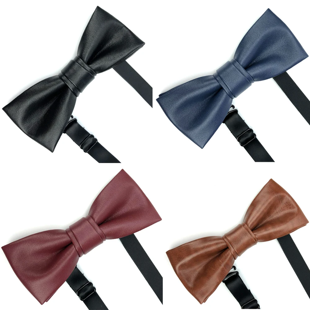 Дизайн кожаный галстук-бабочка черный коричневый синий PU модный брендовый галстук-бабочка для мужчин