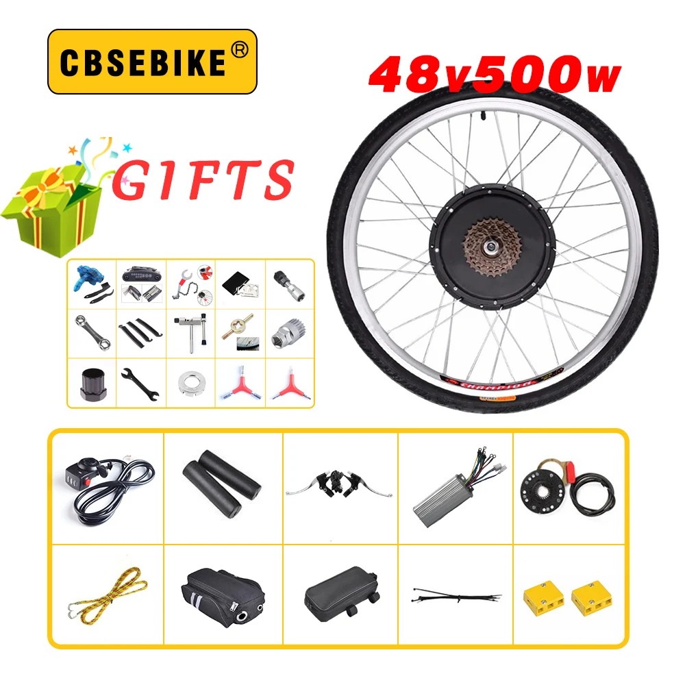 Cbsebike 48v500w Rear Wheel Electric Bicycle Conversion Kit - Conversion  Kit - AliExpress