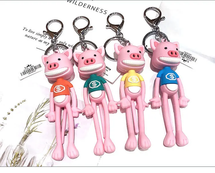 

YOUYANG Long-legged piggy car Key Ring pendant men and women bag doll key chain popular hanging ornament
