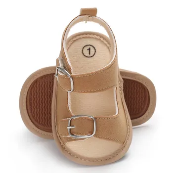 

New Style Baby Boys Girls Sandals Toddler Solid Color Slip-On Shoes Summer Baby PU Leather Sandals 0-18Months