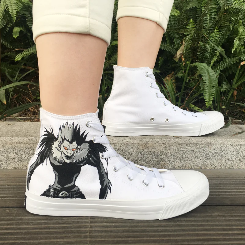 Wen Mens Womens Platform Sneakers Hand Painted Shoes Death Note Ryuuku Rem Anime Painting Sewing Canvas High Tops Big Size 46-49 Wen Mens Womens Platform Sneakers Hand Painted Shoes Death Note Ryuuku Rem Anime Painting Sewing Canvas High Tops Big Size 46-49