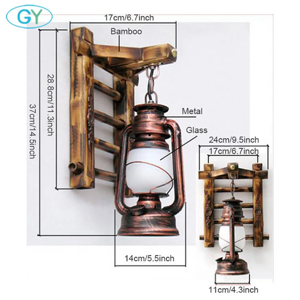 Китайский стиль бамбуковая лестница Настенные светильники Винтаж Сарай фонарь деревенский настенные бра освещение керосиновая масляная лампа matty светильник