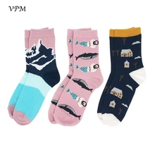 VPM 3 пары/Лот Хлопок Весна Осень Женские носки красочные инопланетянин Русалка звезда Япония смешные носки Харадзюку