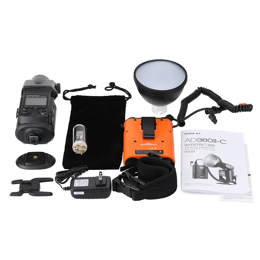 Вспышка Godox Witstro AD360II C TTL 360W GN80 Power ful Speedlite + блок питания PB960 оранжевый для камеры Canon