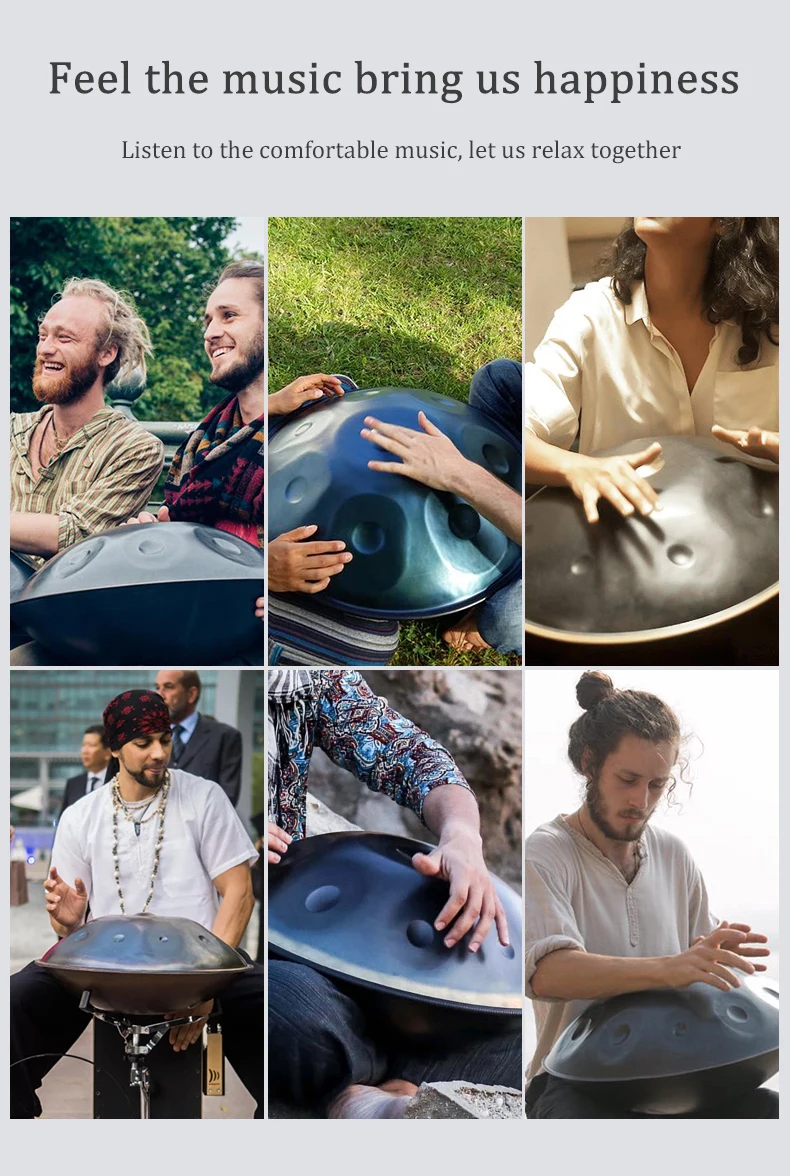 CVNC Harmonic Handpan серый цвет 9 Примечание стальной язык ударный барабан 21,65 дюймов(55 см) ручной барабан ручной поддон висячая сумка