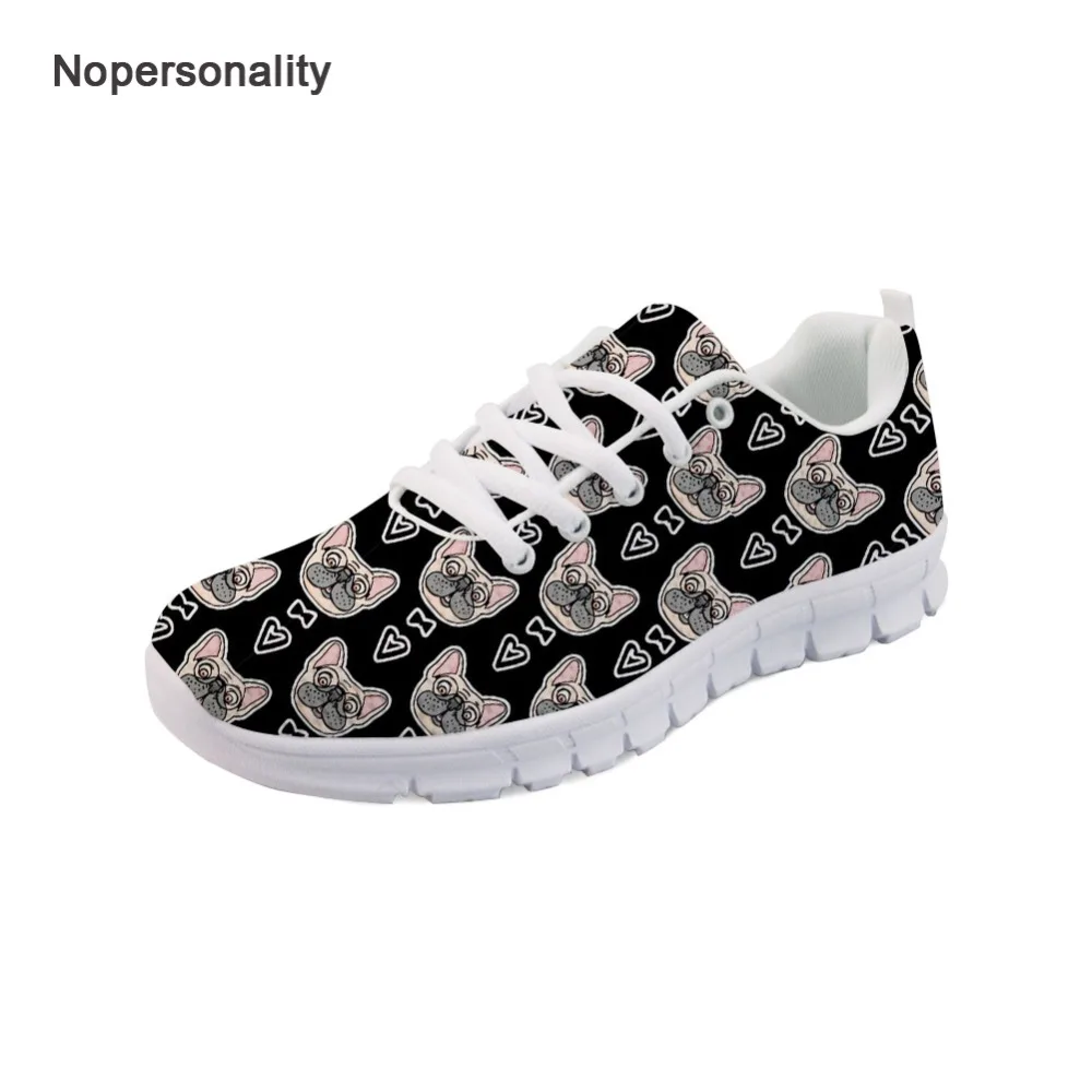 

Nopersonality French Bulldog Print Mesh Flats Breathable Spring Autumn Mesh Sneakers for Women Comfortable Flat Walking Shoes