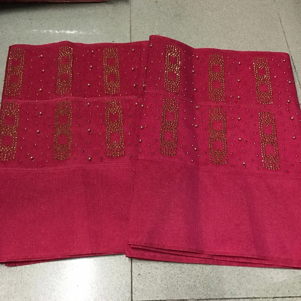 Новейшая мода персиковый нигерийский aso oke gele полностью украшенный камнями и