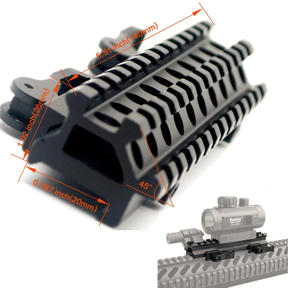 Tactical Picatinny Riser Mount Rails Dual 90 and 45 Degree Quick Release Detach 13 Slots Medium Profile for Red Dot Scope Optics | Спорт и
