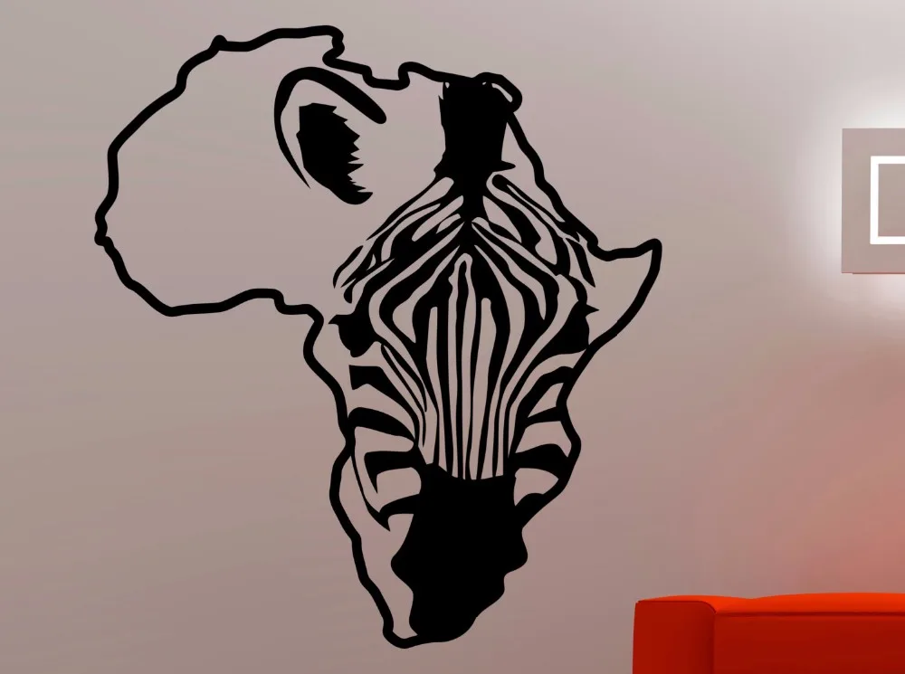 Zebra Africa Map Wall Decal African Animal Horse Wall Stickers Home