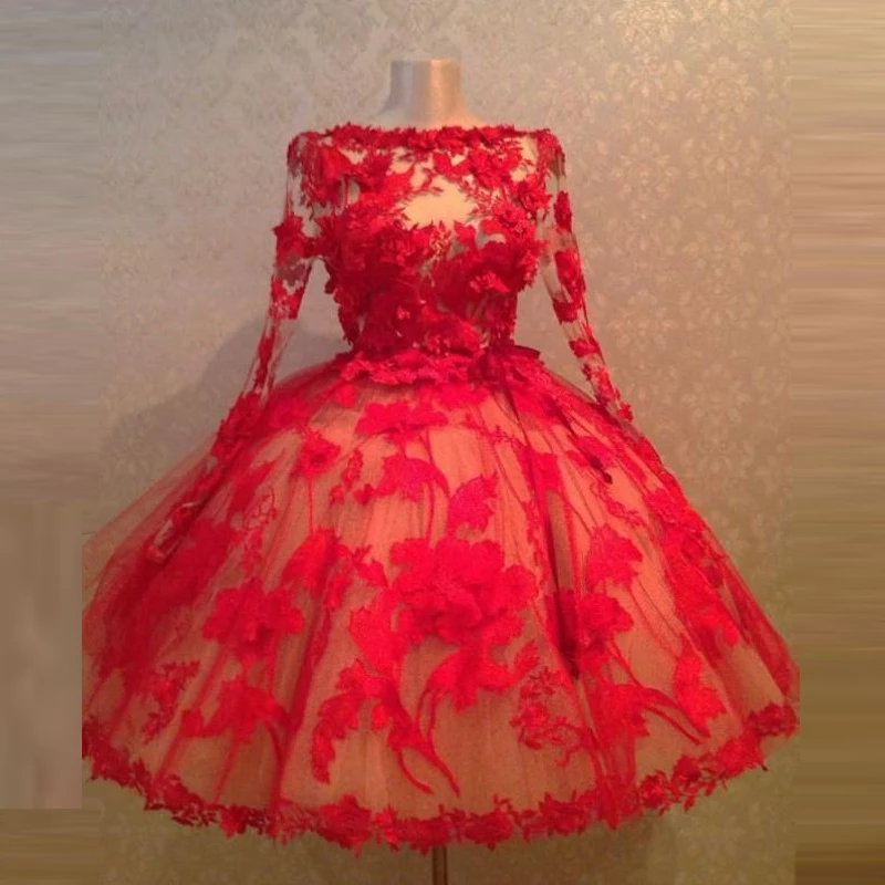Вечерние платья на заказ с объемным цветочным рисунком, торжественное платье с длинными рукавами, а-силуэт, элегантные вечерние платья из тюля, Robe De Soiree avondjurken