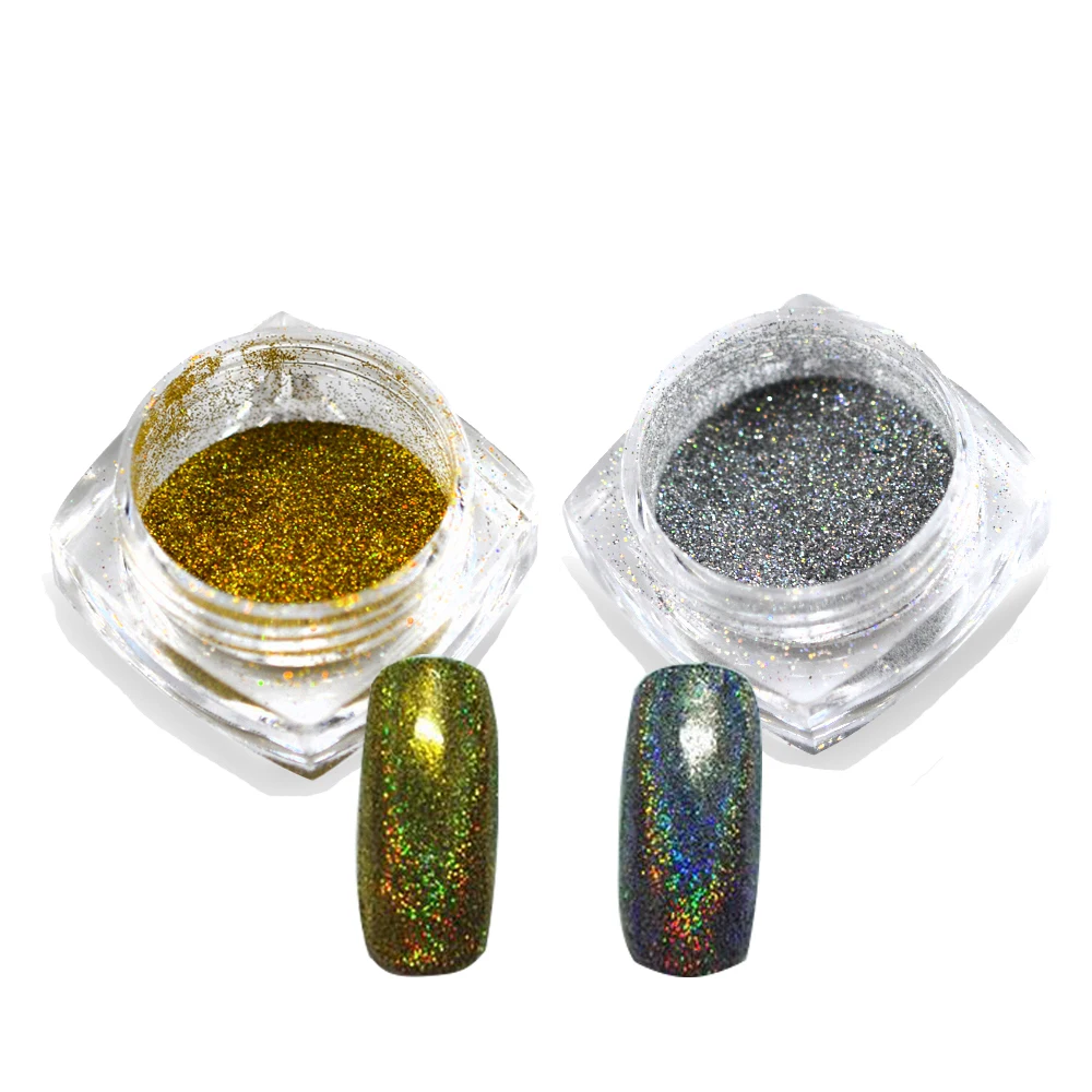 

1g/Bottle Shinning Laser Mermaid Effect Silver Gold Nail Glitter Nail Art Decorations Powder Dust Pigment Chrome JIM09/10