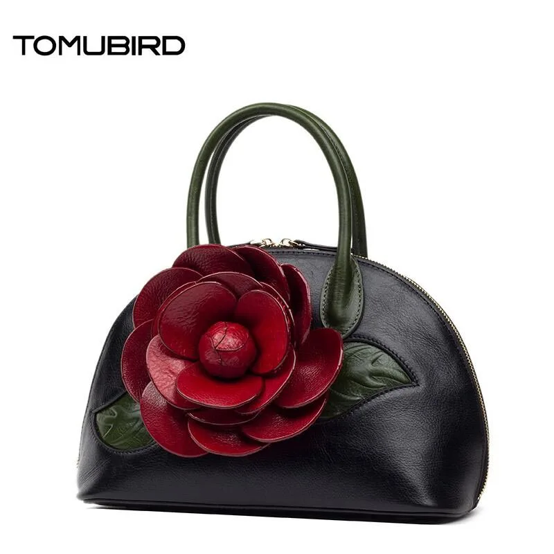TOMUBIRD 2017 new fashion handmade dimensional flower superior leather designer famous brand women bags genuine leather handbags TOMUBIRD 2017 new fashion handmade dimensional flower superior leather designer famous brand women bags genuine leather handbags
