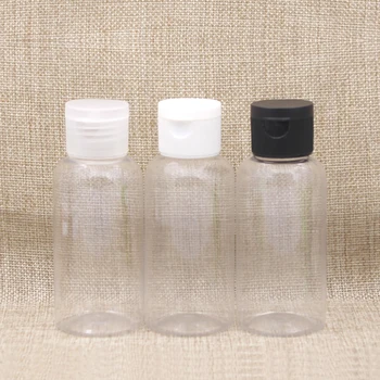 

60pcs 80ml Clear Flip Top Cap Refillable Bottle Transparent Small Simple Empty Container Makeup Liquid Cosmetic Bottles