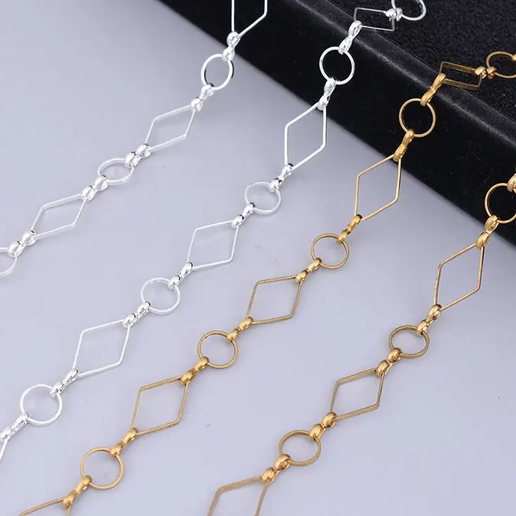 

Gold Silver Plated Copper Rectangle Chain Handmade Jewelry Making Findings Component DIY Accessories 5m/roll Wholesale