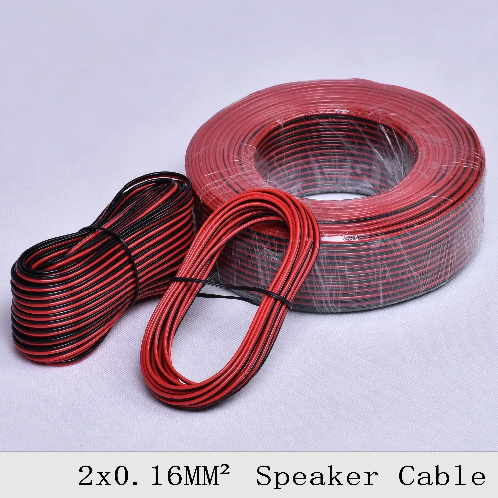Купить 2*0.16mm2 5 10 20 50 метров красный черный двухволоконный оптический кабель Медь светодио дный подключения линии автомобильного аудио кабель элект...