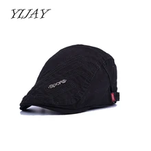 YIJAY Новинка весна лето Стиль хлопоковый берет кепки для мужчин и женщин модная плоская кепка буквы Кепка с металлической буквой visora Солнцезащитная шляпа 6 цветов