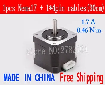 

Free shipping 1pcs 4-lead Nema17 Stepper Motor 42 motor Nema 17 motor 42BYGH 40MM 1.7A (17HS4401 17HB2401) 3D motor for CNC XYZ