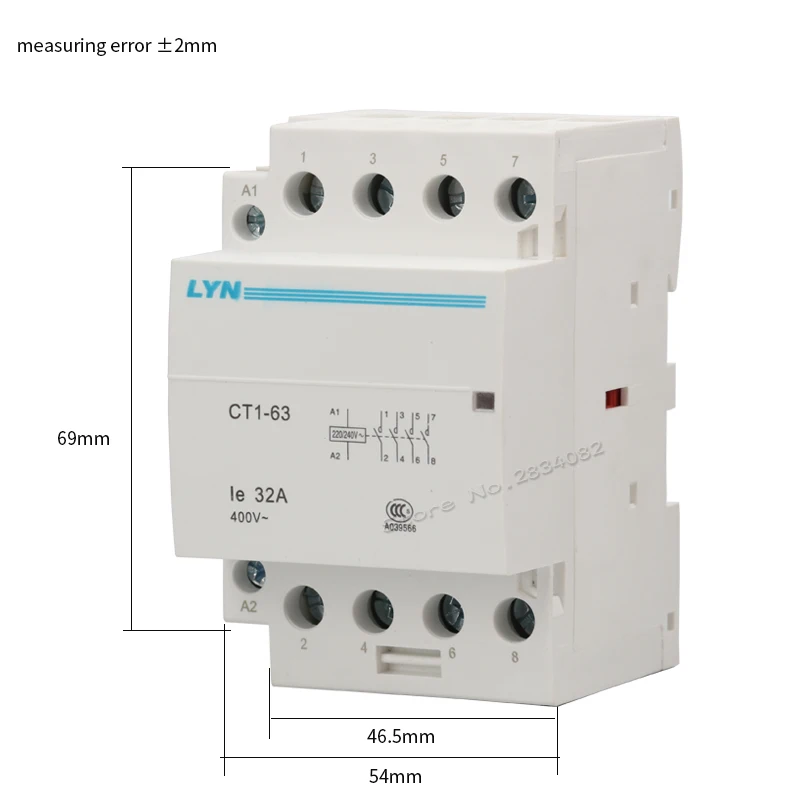 4P контактор переменного тока 32A бытовой контактор переменного тока 24V 110V 220V 240V 400V~ 4NO 4NC 2NO2NC 50/60 Гц 35 мм din rail CT1-63 тип 4 полюса