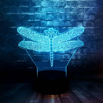 

Drop Shipping New 3D Insects Pretty Dragonfly LED 7 Color Charge Night Light Bedroom Decor Mood Lava Girlfriends Holiday lamp