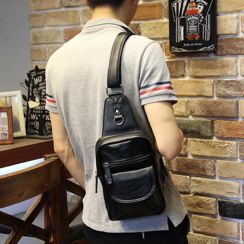 

Xiao.p 2017 Fashion pu Leather Crossbody Bags men casual messenger bag Small Brand Designer Male Shoulder Bag Chest Belt bag