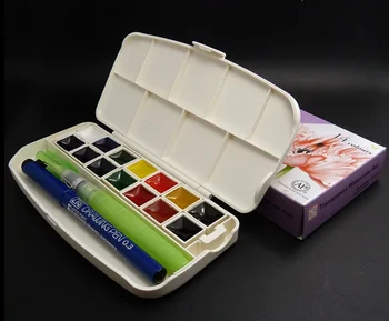 

Kuretake College Level Solid Watercolor Pigment 14 Color Portable Set Draw Supplies