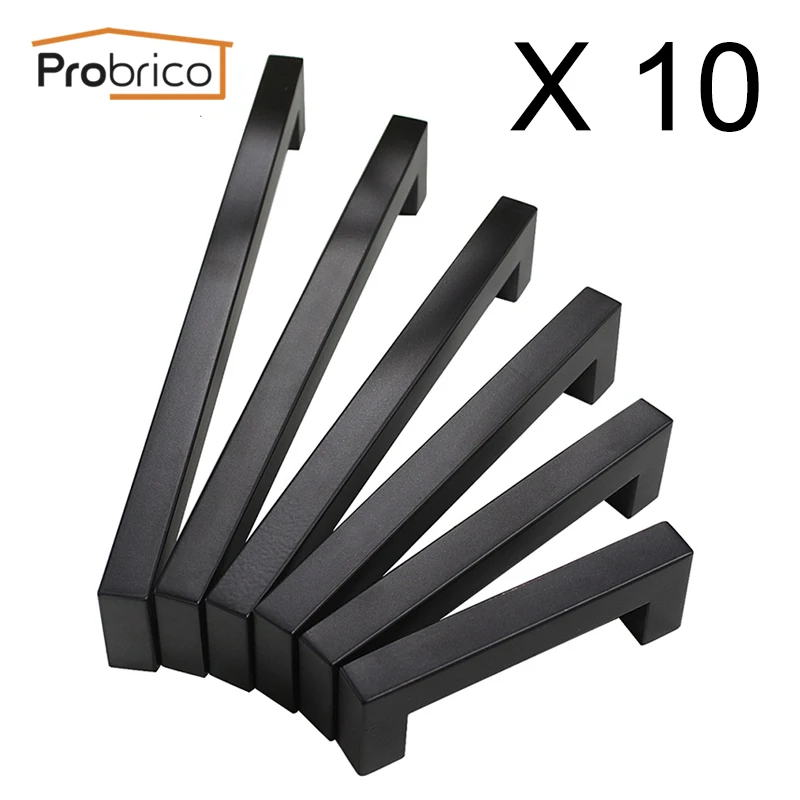 Probrico 10 упаковок черная ручка шкафа 4 "~ 10" квадратная планка из нержавеющей