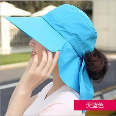 sky blue BINGYUANHAOXUAN, новинка, Брендовая женская шляпа от солнца, летняя шляпа, складная, солнцезащитная, анти-УФ, большая, летняя, для езды на велосипеде, пляжная шляпа, модная, шляпа от солнца - Цвет: sky blue
