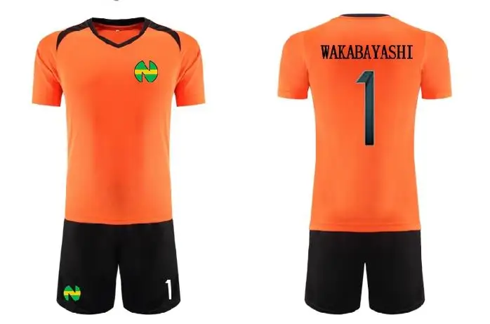 

Captain Tsubasa Japanese Football Nankatsu Team Goalkeeper Wakabayashi Genzo Cosplay Orange Tee Shirt Soccer Jersey Suit