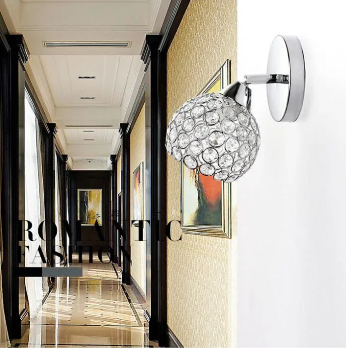 

40W lamp modern crystal wall sconce light indoor lighting stainless steel E14 Bulbs AC220V lamps for home