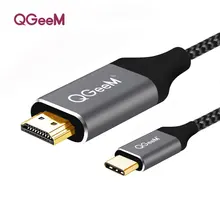 QGeeM USB C к HDMI 4 K Кабель-адаптер Тип C HDMI Thunderbolt 3 для huawei mate 20 macBook pro 2018 ipad pro galaxy S9 HDMI USB-C