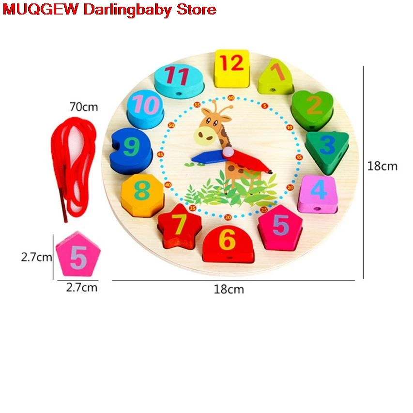 Монтессори детские развивающие деревянные часы с бусинами, Развивающие игрушки на день рождения, математические игрушки