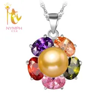 Нимфа 925 ювелирные изделия из чистого серебра с натуральным жемчугом Цепочки и ожерелья с подвесками белого чокер из жемчуга Цепочки и ожерелья рождественские подарки для Для женщин C01