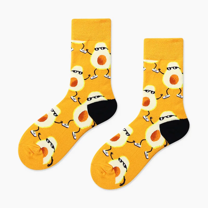 Japanese Women Cute Fruit Food Dessert Colorful Harajuku Socks Funny Funky French fries doughnut pizza male Crew Sock - Color: 12