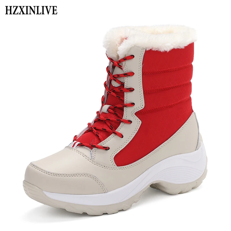 

HZXINLIVE 2018 Women's Boots New Wild Warm Winter Ladies Snow Boots Casual Thick Ladies Cotton Shoes Waterproof zapatos de mujer