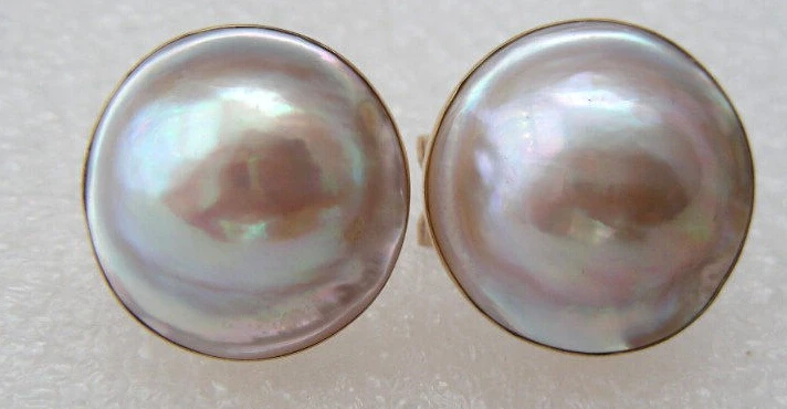 

ry00499 stunning big 22mm round white south sea mabe pearl earrings 14K A0422