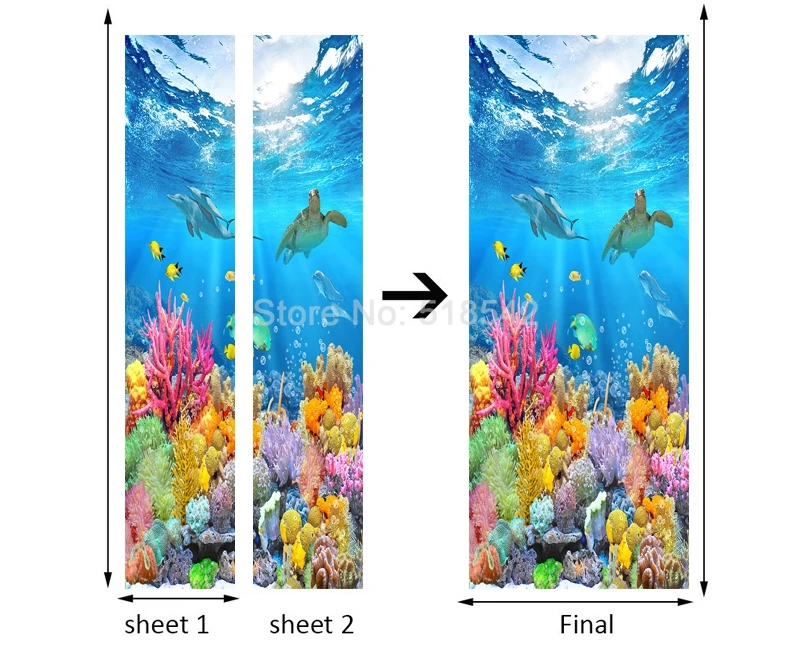 С возможностью креативного самостоятельного выбора между Водонепроницаемый самоклеющиеся наклейки дверь стены Бумага 3D обои с изображением подводного мира постер с изображением фрески Гостиная Украшения для детской Стикеры