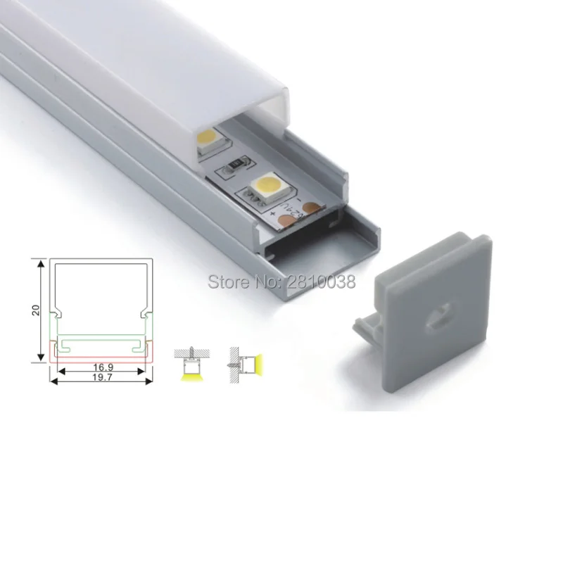 100 X1M Sets/Lot Customized length led aluminum profile and square type alu led channel for ceiling or wall lamps