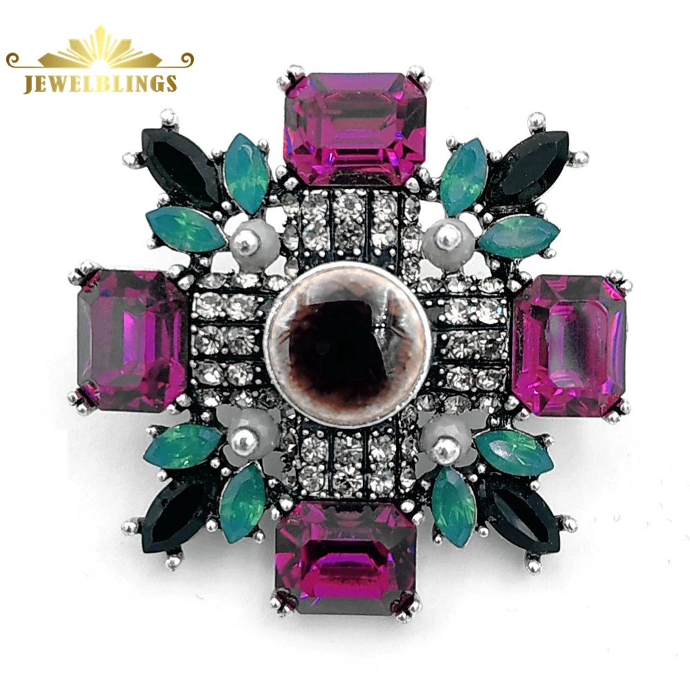 Online Antiguo verde y rosa de cristal Art Deco Super estrella broches de tono de plata Marquesa cuadrado de piedra Cruz maltesa broche Pin accesorio