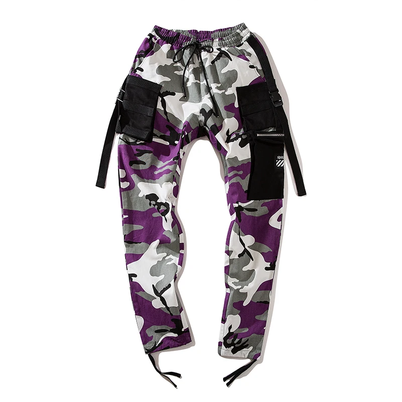 Streetwear jaune Mens Crayon Nouveau Mode Taille Street Pantalon Camouflage Noir Hommes pourpre Nous Automne Casual Hop Style 2018 Hip Jogger qd8dHgBn