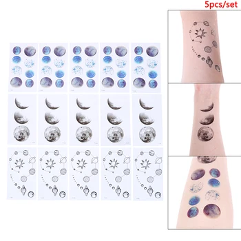 

5Pcs Temporary Planet Moon Tattoos Body Art Arm Fake Tatoo PaperWaterproof Tattoo Sticker