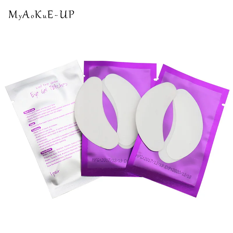 Горячая Распродажа фиолетовые накладные подушечки для ресниц 50 пар/лот гелевые накладки для глаз инструмент для макияжа ресниц бумажные накладки наклейки