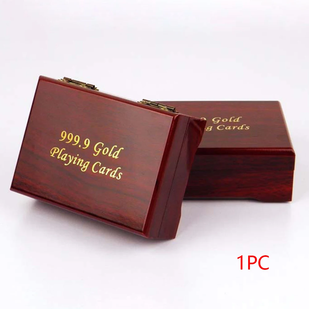 Золотой фольги Покер карты деревянный ящик коробка игральных карт ручной работы прочный деревянный Контейнер Организатор подарочная