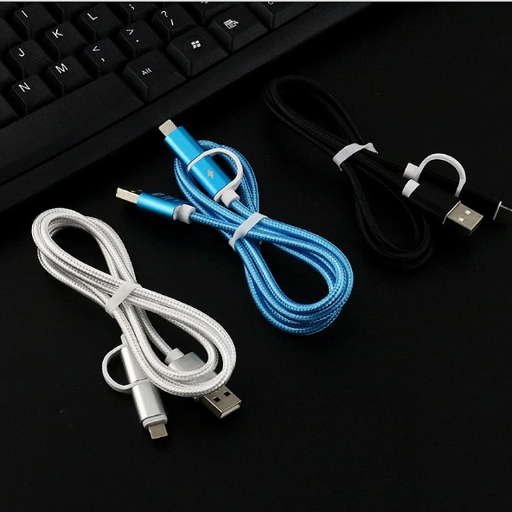 2 in 1 Fast Charging Date Cable Micro USB Cable 1M for Xiaomi/Huawei for Android for iph 2 in 1 Fast Charging Date Cable Micro USB Cable 1M for Xiaomi/Huawei for Android for iph