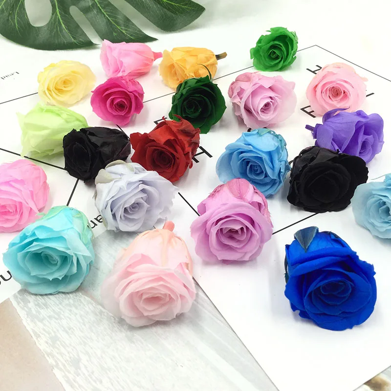 

1 box 24 heads Flowers High Quality Preserved Flowers Flower Immortal Rose 2-3CM diameter Eternal Life Flower Material gift box