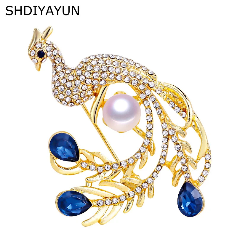 

SHDIYAYUN 2019 Pearl Brooch Peacock Brooch For Women Decoration Brooch Pins Noble Brooches Natural Freshwater Pearl Jewelry