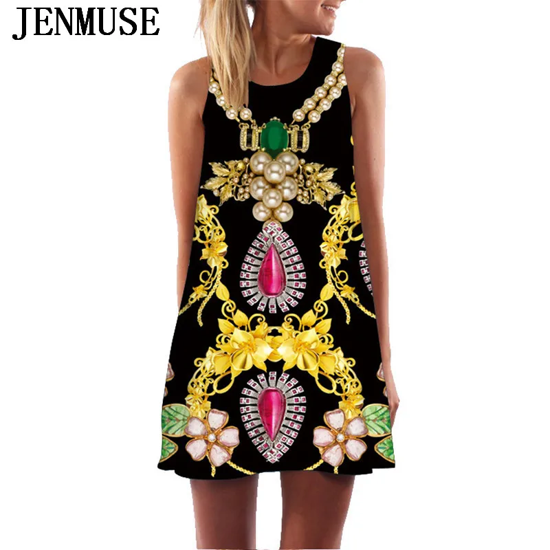 

Jenmuse vestidos verano 2019 Summer Dress Women Fashion Casual Green Sundress Chiffon Boho Dress Ladies Cute Mini Beach Dree Ete
